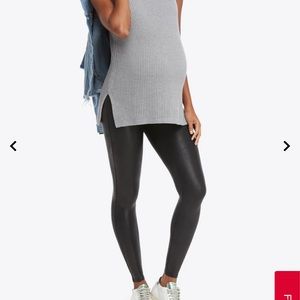 SPANX Black Faux Leather Maternity leggings